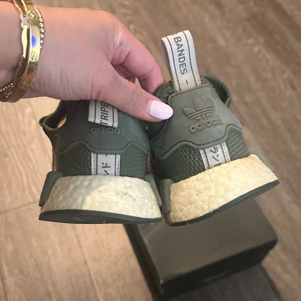 adidas Kids Olive Green & Cream NMD-Style Sneakers